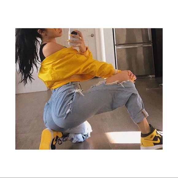 Other - Forever 21 Yellow Crop Windbreaker Jacket